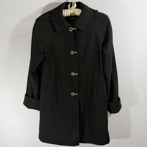 London Fog Black Rain Coat with Detachable Hood